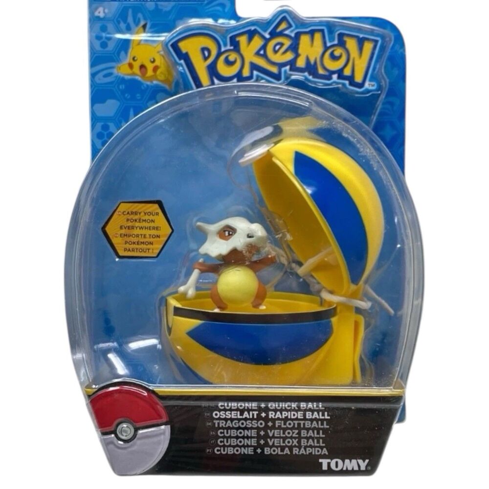 Pokemon‎ Cubone Figure Poké Ball Quick Ball Clip N Carry TOMY Toy 4+ Collectible